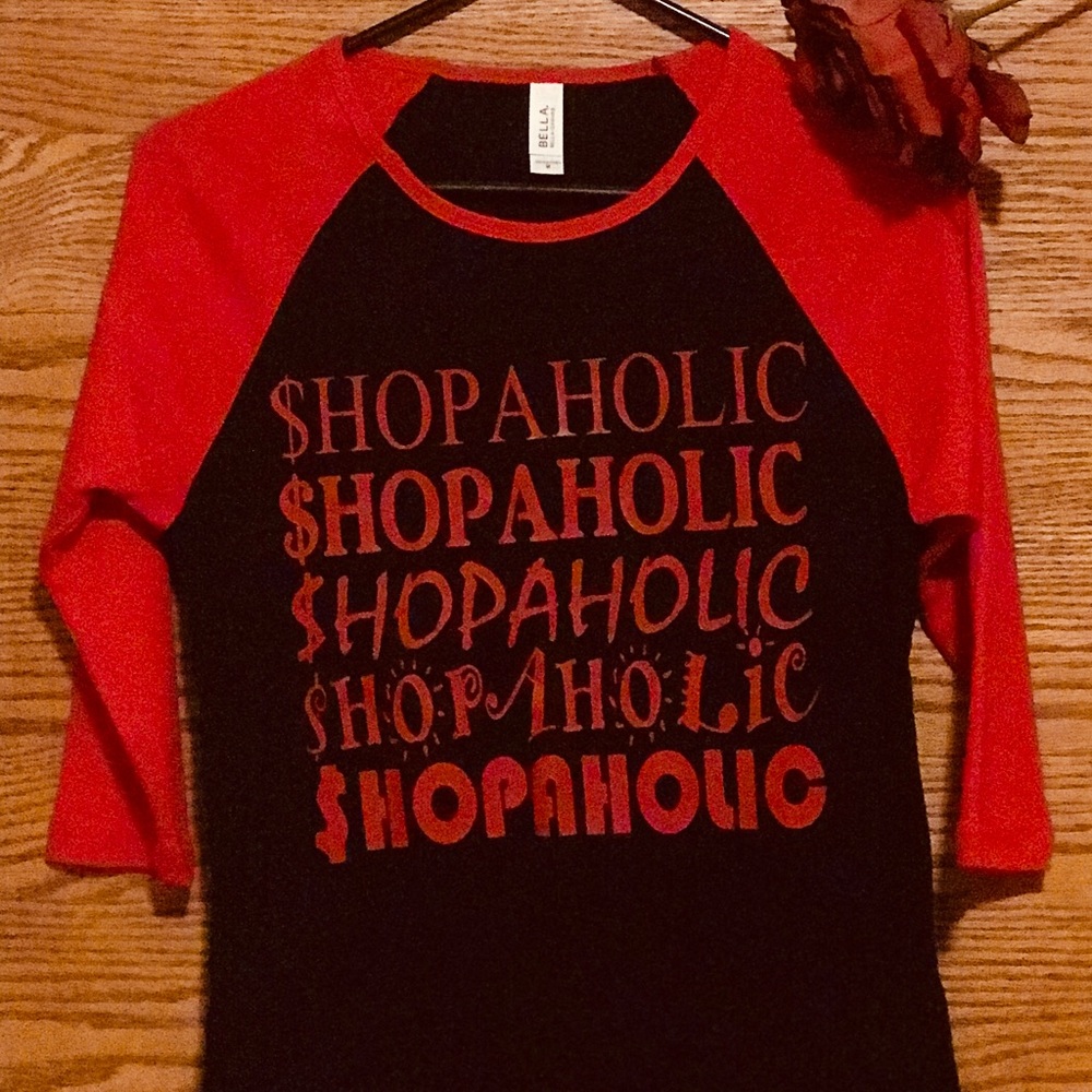 Brand New SHOPAHOLIC 3/4 sleeve Tee